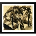 thumbnail image 1 of Two Women and a Man on an Avenue 32x28 Large Black Wood Framed Print Art by August Macke, 1 of 2