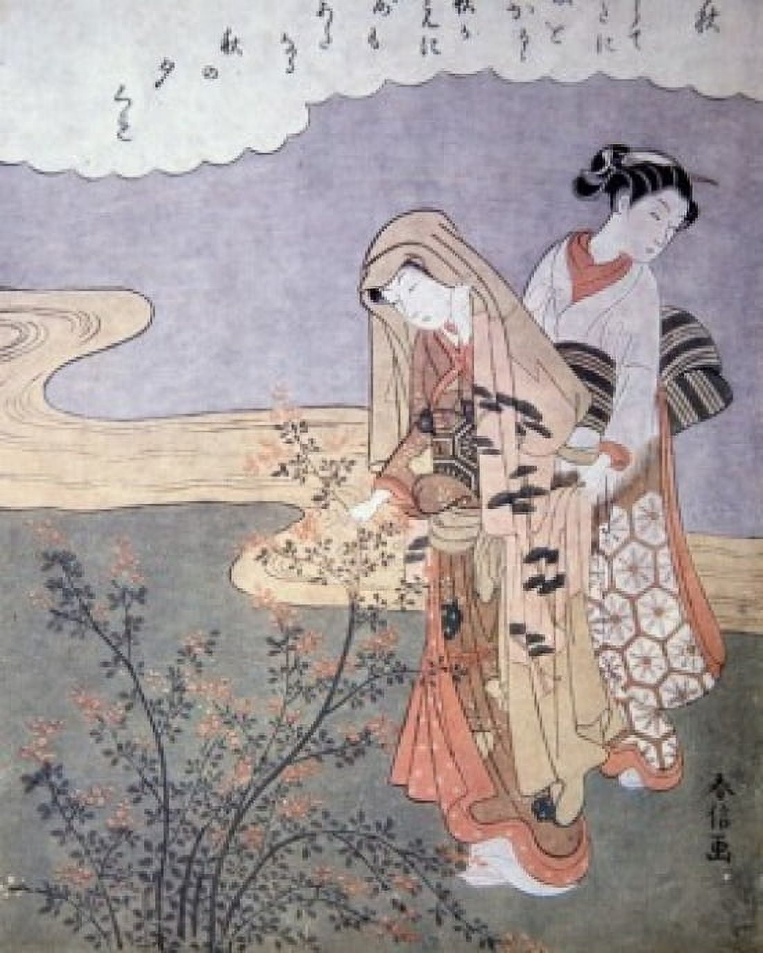 Two Women in a Garden 18th C Japanese Art Canvas Art - (24 x 36)