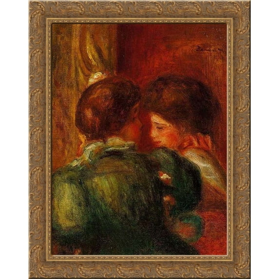 Two Women s Heads (The Loge) 20x24 Gold Ornate Wood Framed Canvas Art by Renoir, Pierre Auguste