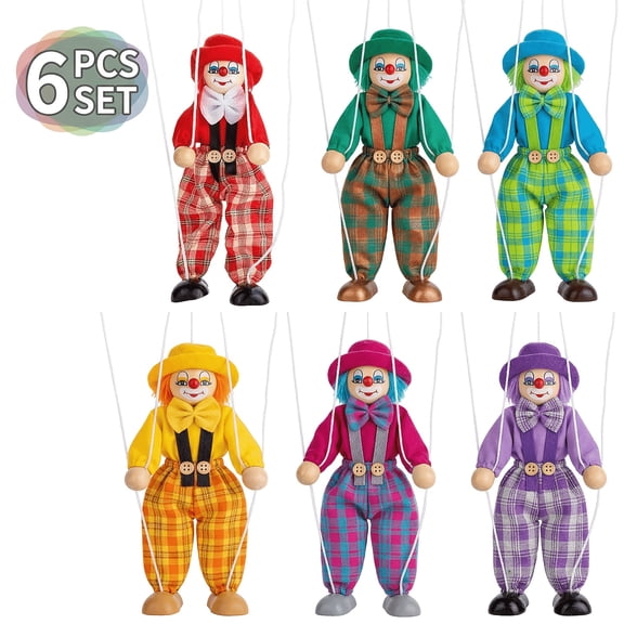 Two Wooden Puppets - Movable Puppets Controlled By Strings, Random Colors, Vintage Controlled Toys, Suitable for Party Entertainment And Skill Development, Traditional Performance Rehearsal Puppets
