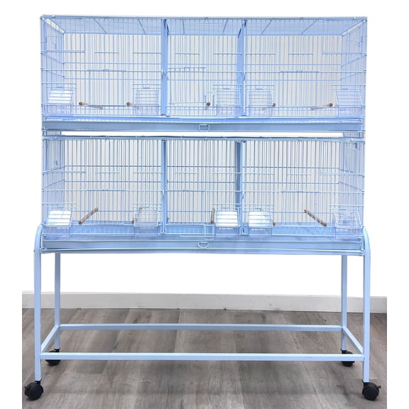 Two of X-Large 38"x11"x15"H Triple Cages Stackable Breeder Bird Flight Parrot Removable Double Center Divider Side Nest Box Doors With Removable Rolling Stand