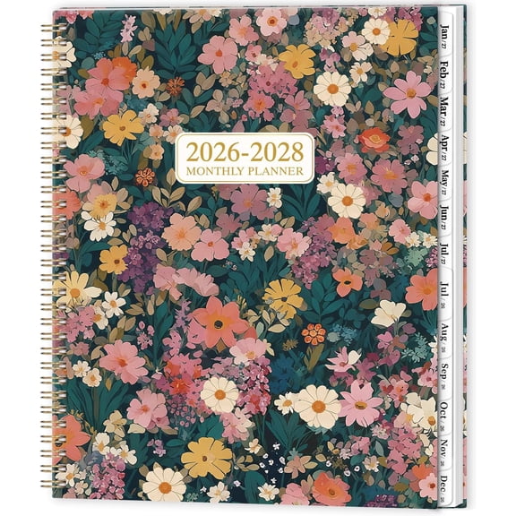 Two Year Monthly Planner Calendar 2026-2028 July 2026 To June 2028 9" x 11" With 24 Tabs Double-Sided Pocket Twin-Wire Binding Includes Holidays And Inspirational Quotes