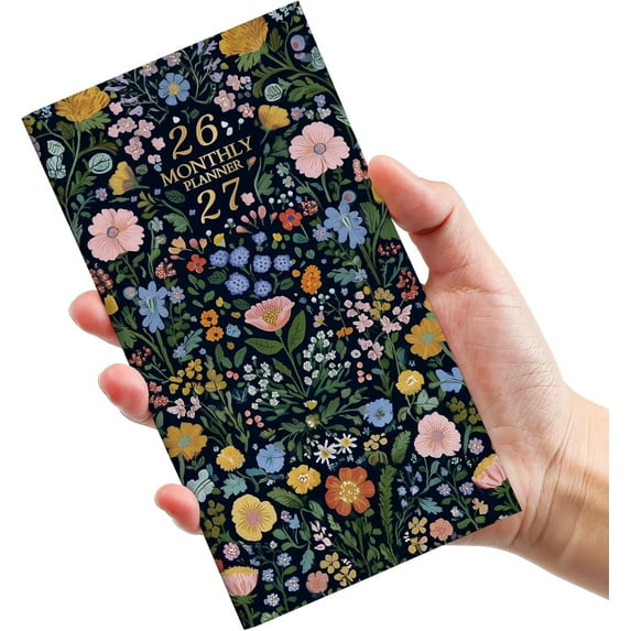 Two Year Pocket Calendar 2026-2027 - 6.5"x3.5" Small Monthly Planner for Purse (Jan 2026-Dec 2027) - Garden of Whimsy