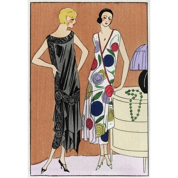 Two Young Ladies In Dresses By Doucet Poster Print By Mary Evans Picture Library (24 X 36)