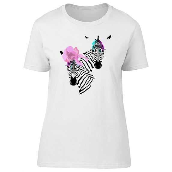 Two Zebras With Watercolor Spots T-Shirt Women -Image by Shutterstock, Female XX-Large