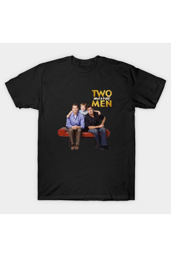 Two and a Half Men Retro 2000s Sitcom Logo Charlie Alan Jake Art Unisex T-Shirt, for men & women, up to size 5XL