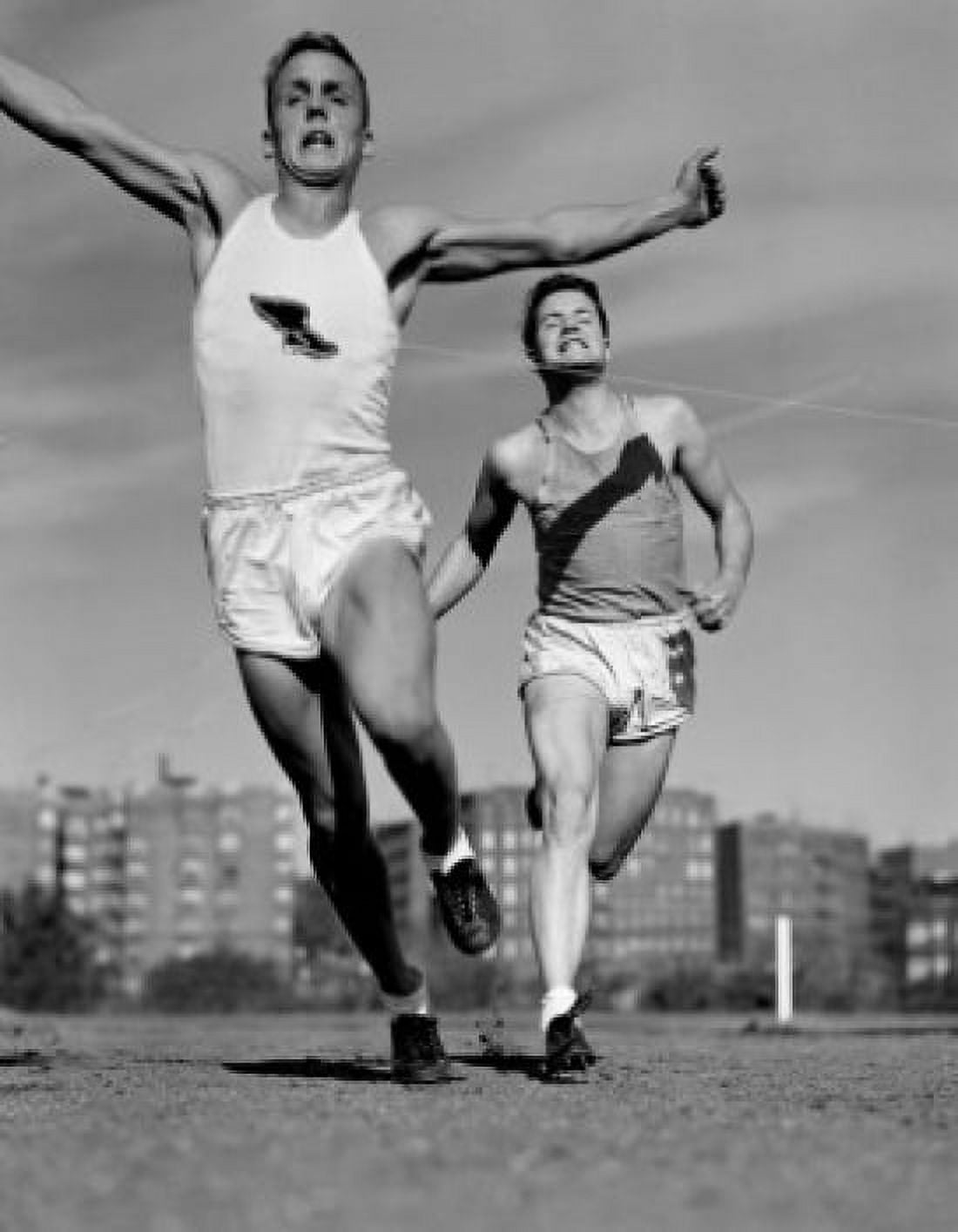Two athletes running Canvas Art - (24 x 36)
