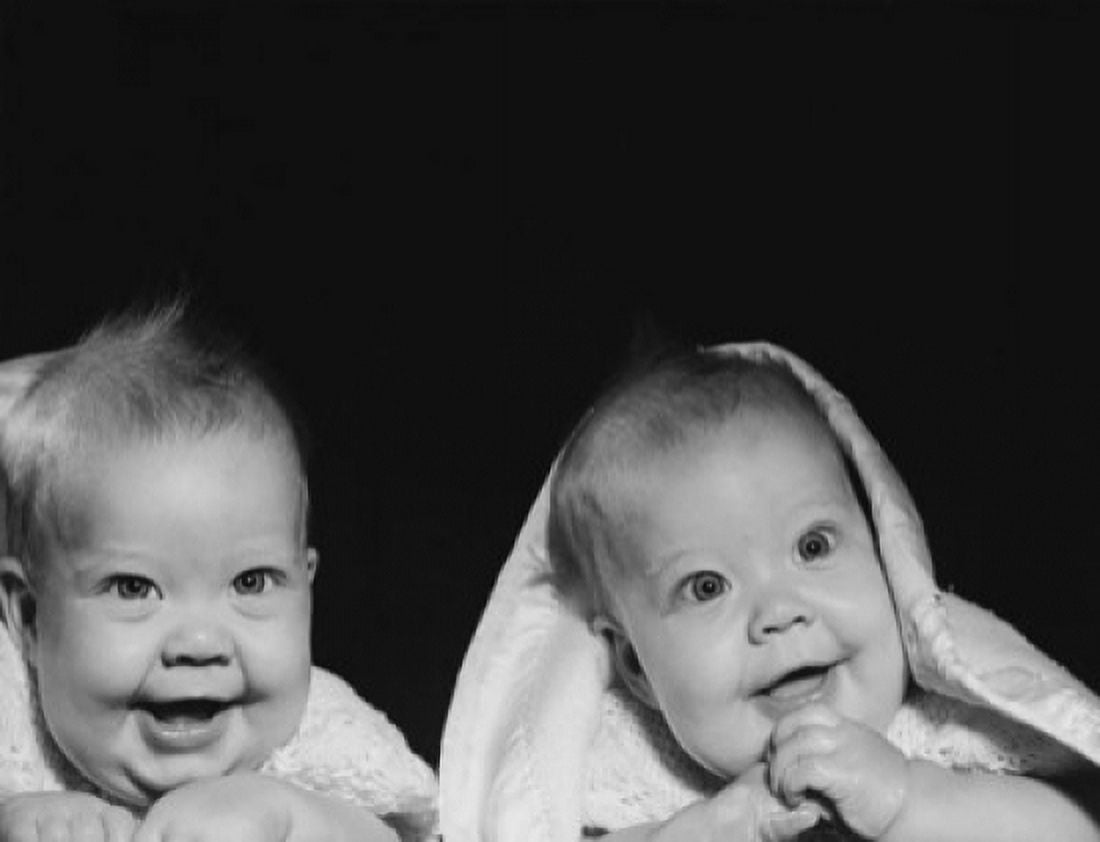 Two babies smiling Canvas Art - (24 x 36)