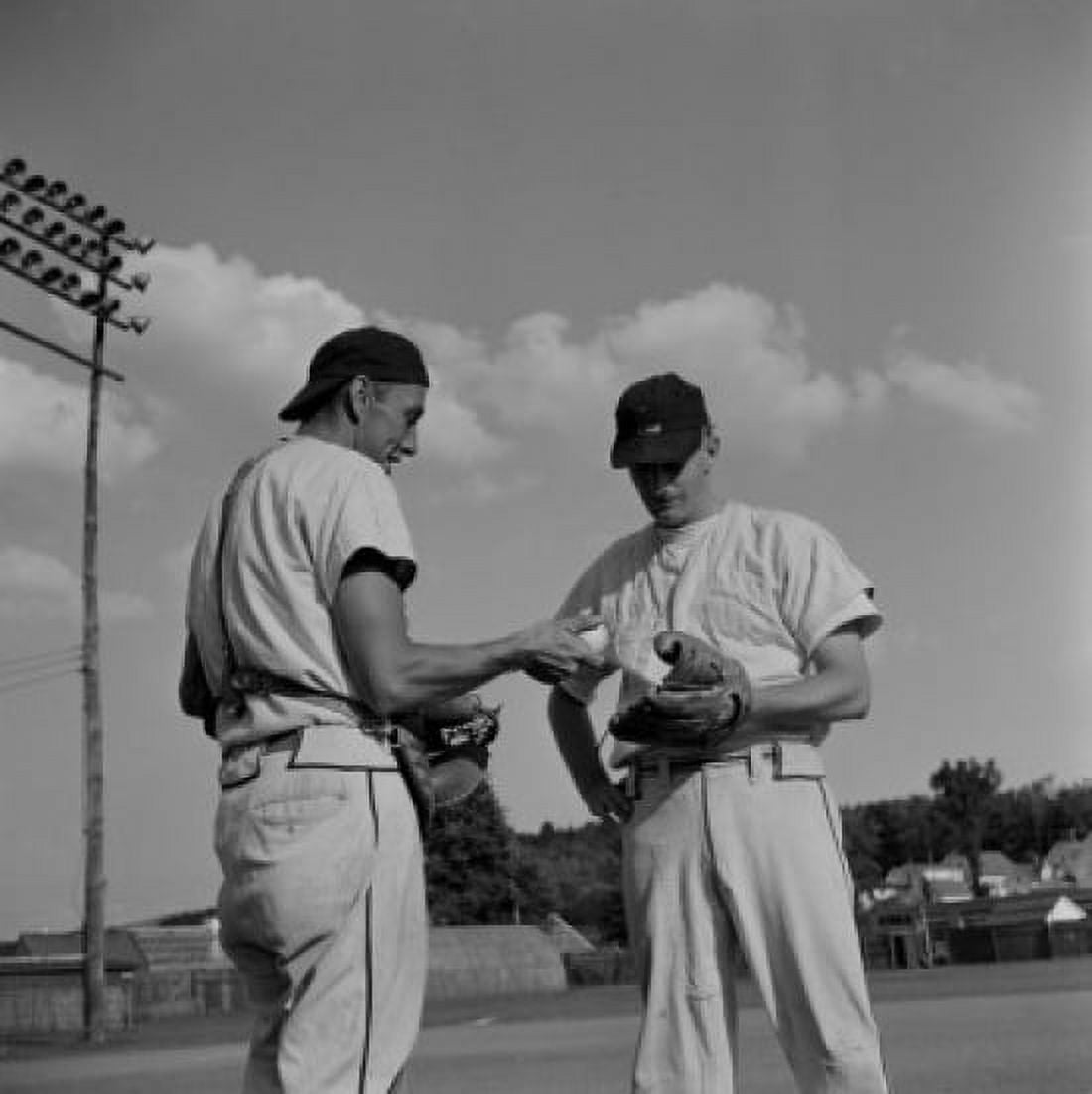 Two baseball players talking Canvas Art - (18 x 24)