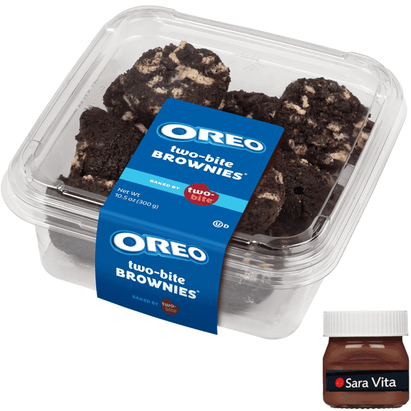 Two-bite Oreo Brownies, 10.5 oz, 10 Count, Baked, Moist, Fudgy Dessert