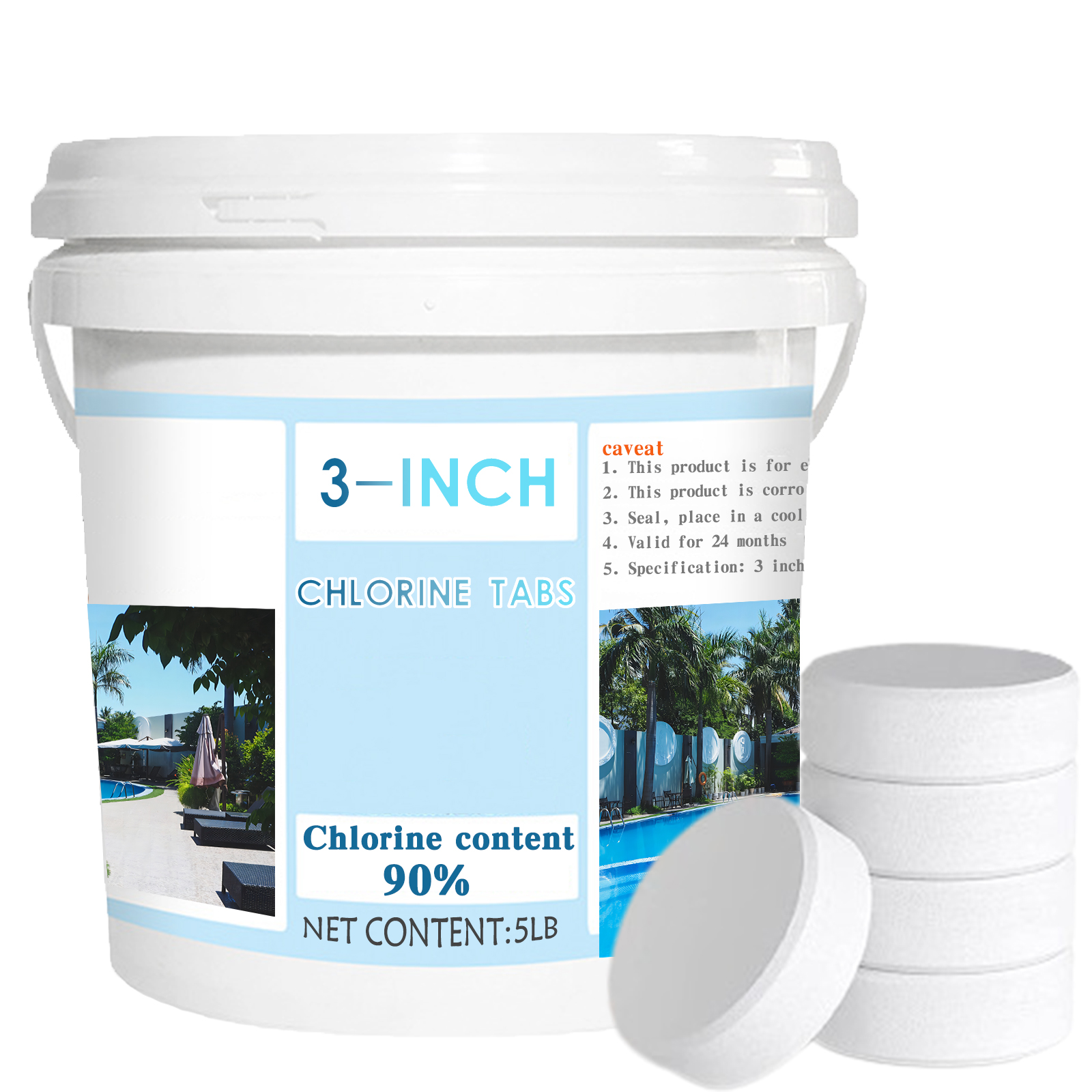 【Two buckets】3 inch Chlorine Tablets Pool Chlorine Tablets,90