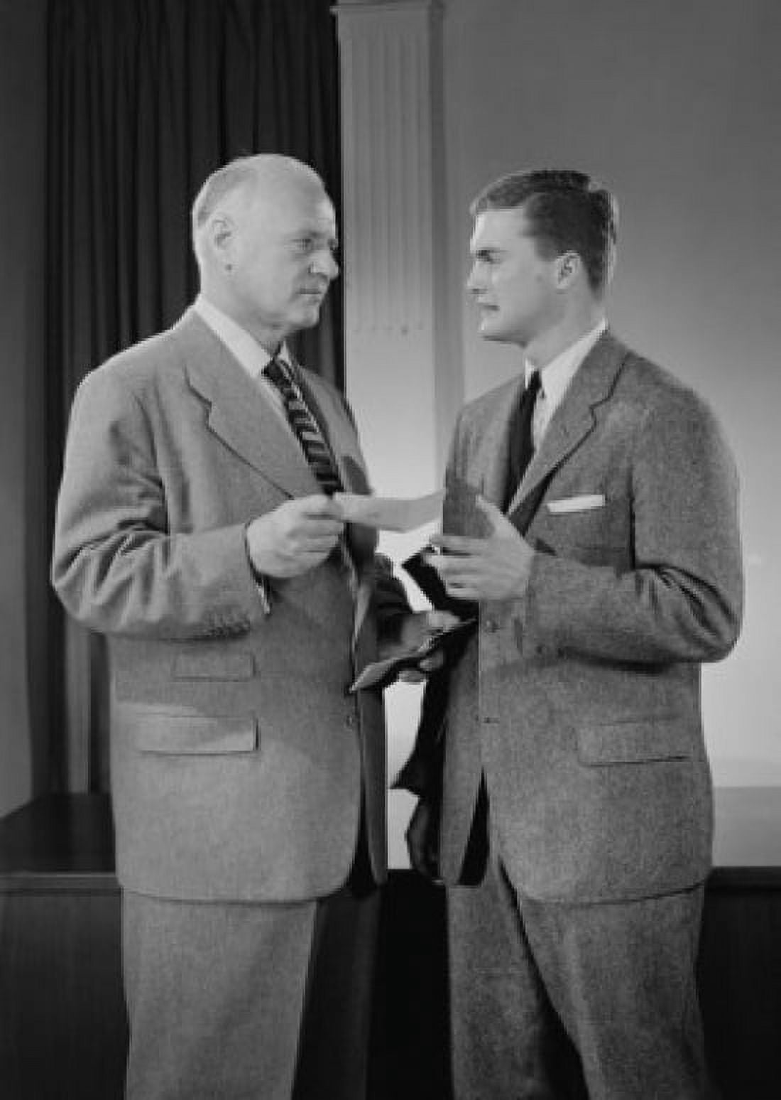 Two businessmen talking Canvas Art - (18 x 24)