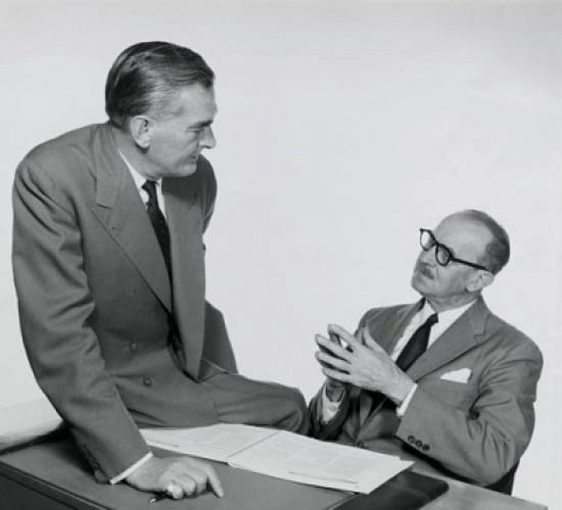 Two businessmen talking Canvas Art - (18 x 24)