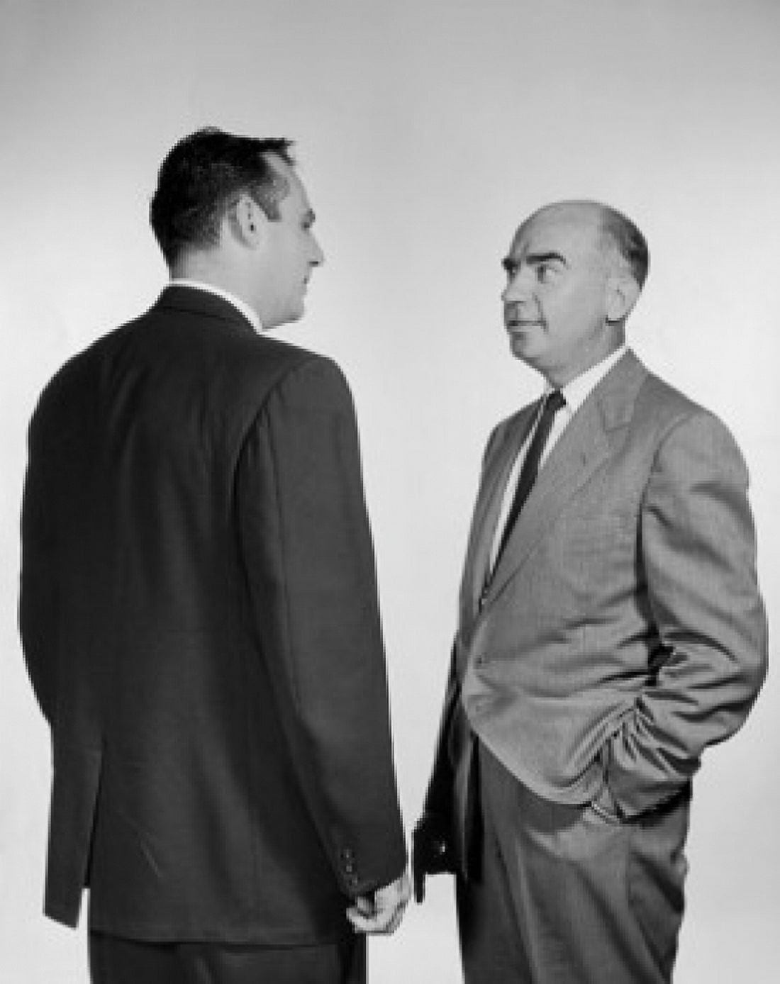 Two businessmen talking Canvas Art - (18 x 24)