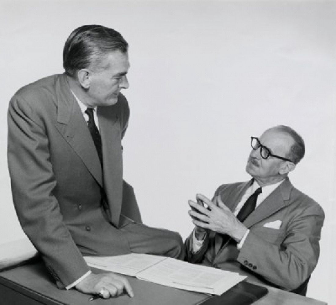 Two businessmen talking Canvas Art - (24 x 36)
