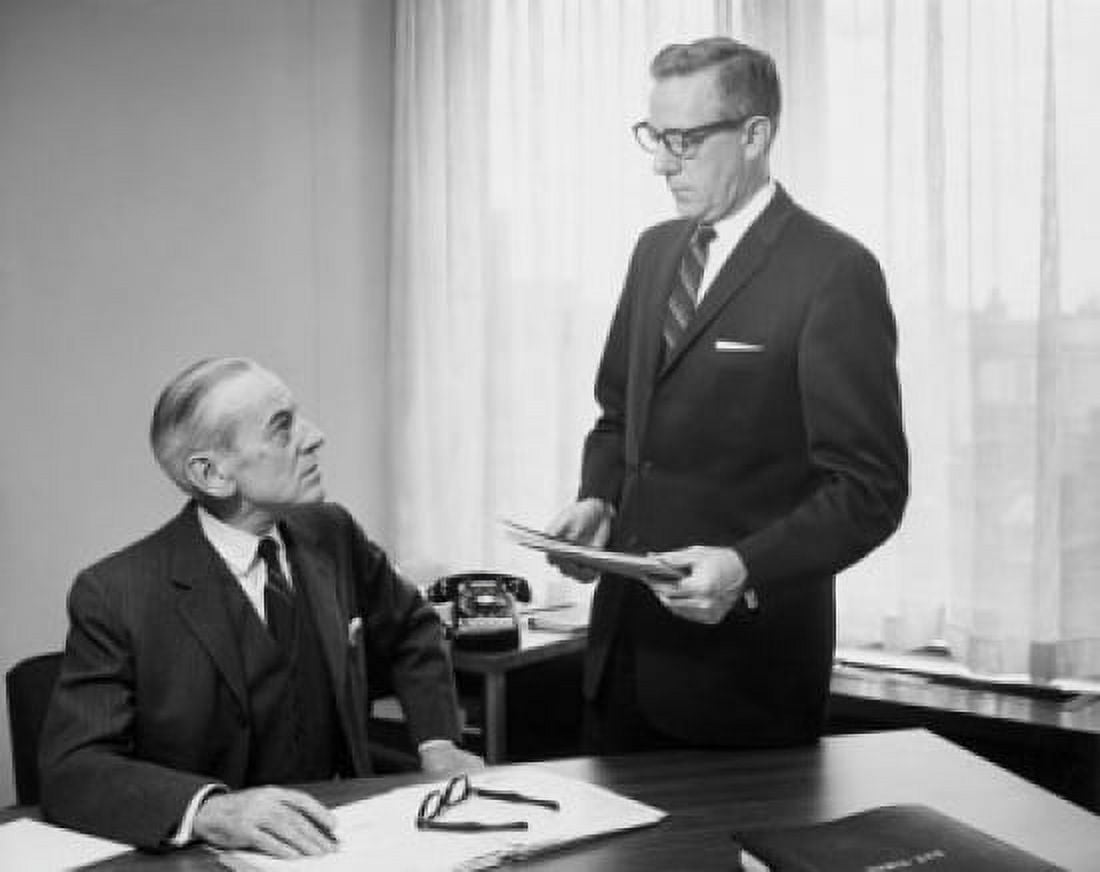 Two businessmen talking in office Canvas Art - (18 x 24)