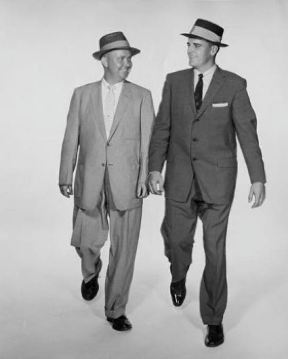 Two businessmen walking side by side Canvas Art - (18 x 24)