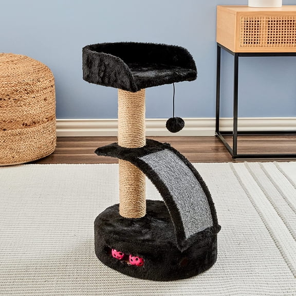 Two by Two Camellia 13.8-inch Contemporary Cat Tree, Scratch Pad and Play Perch