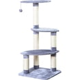 thumbnail image 1 of Two by Two Cat Scratching Pads Plush Grey Cat Tower with 3 Sisal Scratching Columns, 1 of 14