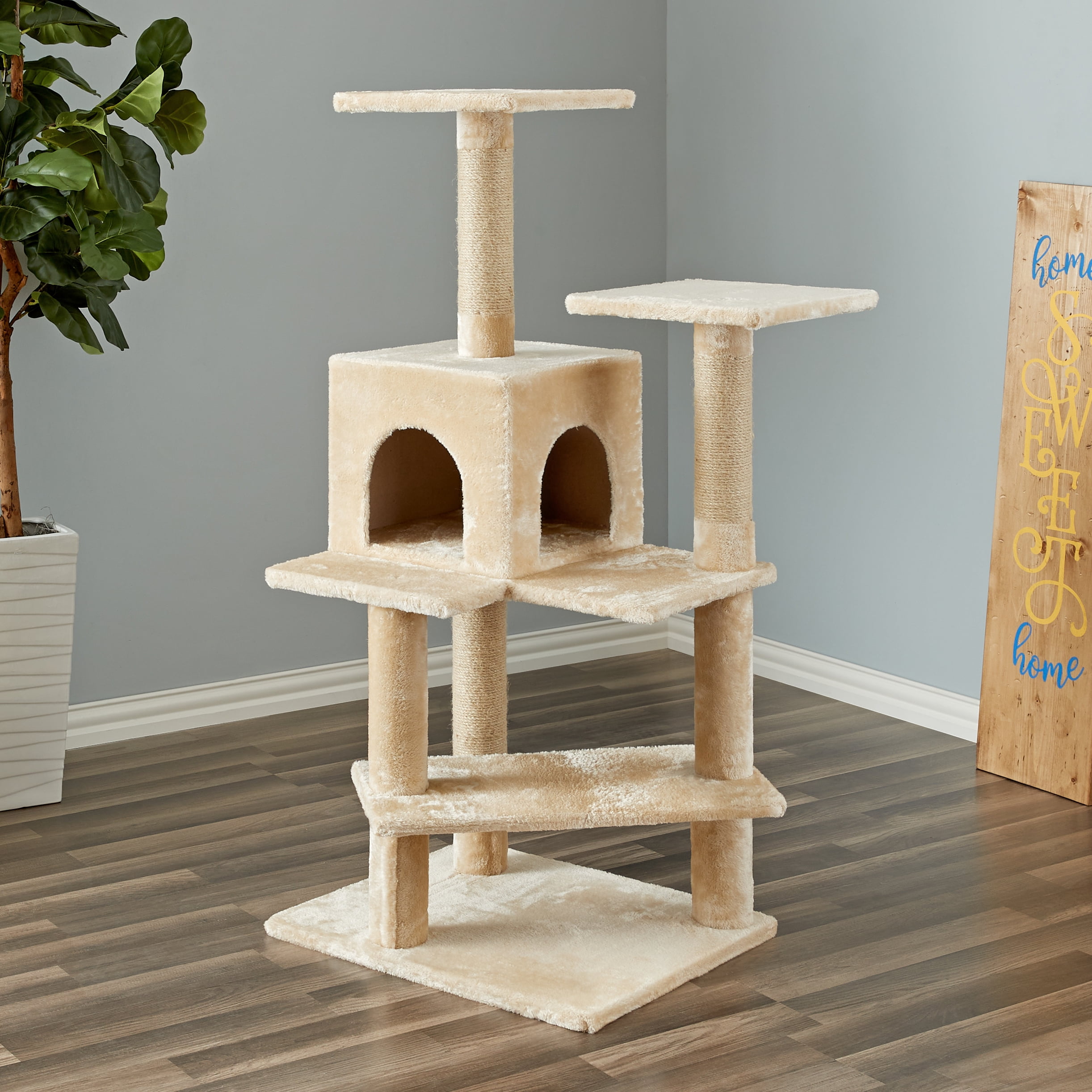 Two by Two Portland - Beige Scratching Post Cat Furniture - 50.8 in. Tall