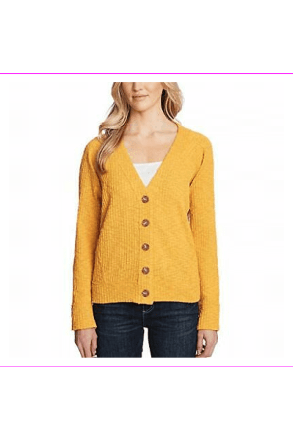 Two by Vince Camuto Women's Long Sleeve Button Up Cardigan (Mustard(Yellow), Medium)