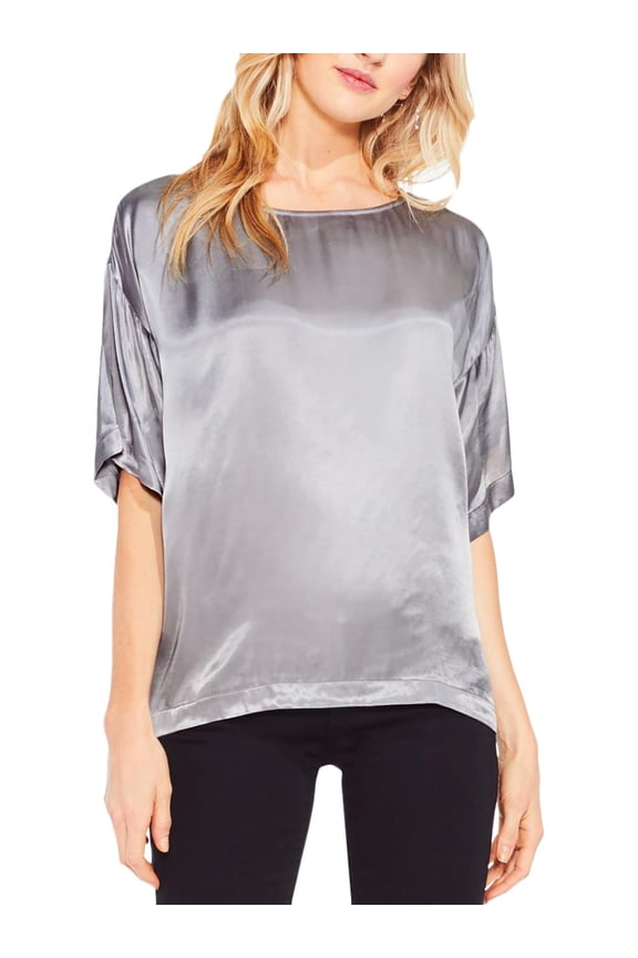 Two by Vince Camuto Womens Satin Metallic T-Shirt