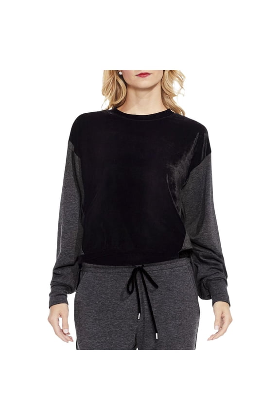 Two by Vince Camuto Womens Velvet Crew Neck Sweatshirt
