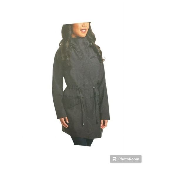 Two by Vince Camuto Zipper Removable Hood Rain Jacket 1666059 Size: XS, Color: Black