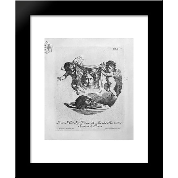 Two cherubs with the Holy Face and the head of St. John the Baptist 20x24 Fra...