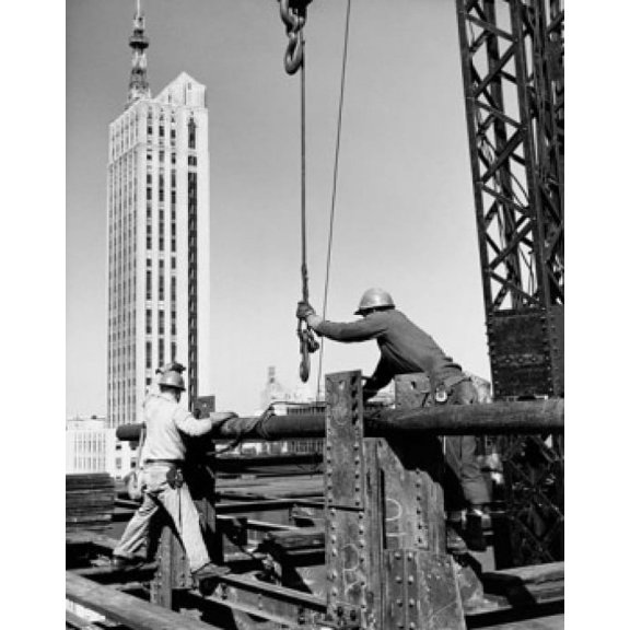 Two construction workers working on a construction site Seagram Building Park Avenue New York City New York State USA Canvas Art - (24 x 36)