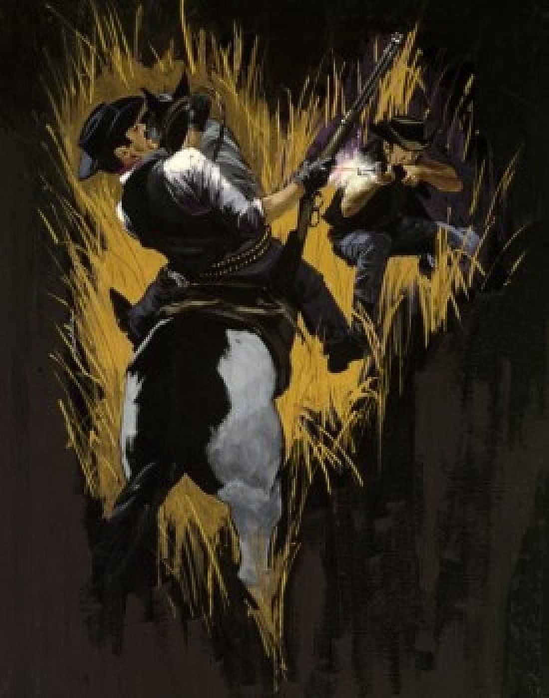 Two cowboys having duel at night Canvas Art - (24 x 36)