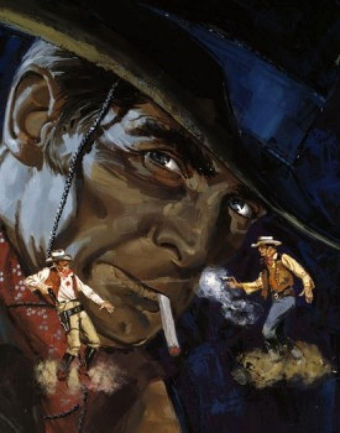 Two cowboys shooting pistols in duel Canvas Art - (24 x 36)
