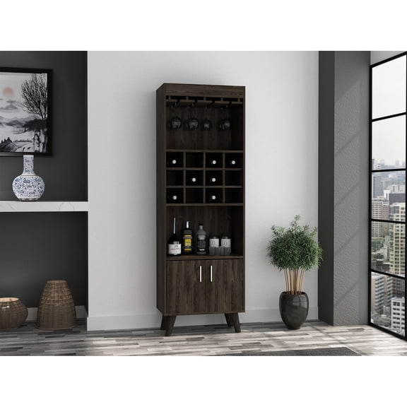 Two-door cabinet | Great for keeping bar supplies hidden and organized | Enhances the overall aesthetic of the bar area