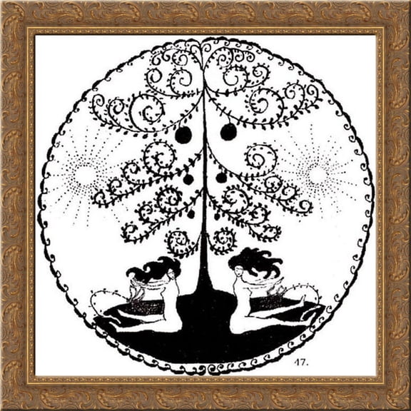 Two dryads 20x20 Gold Ornate Wood Framed Canvas Art by Malevich, Kazimir
