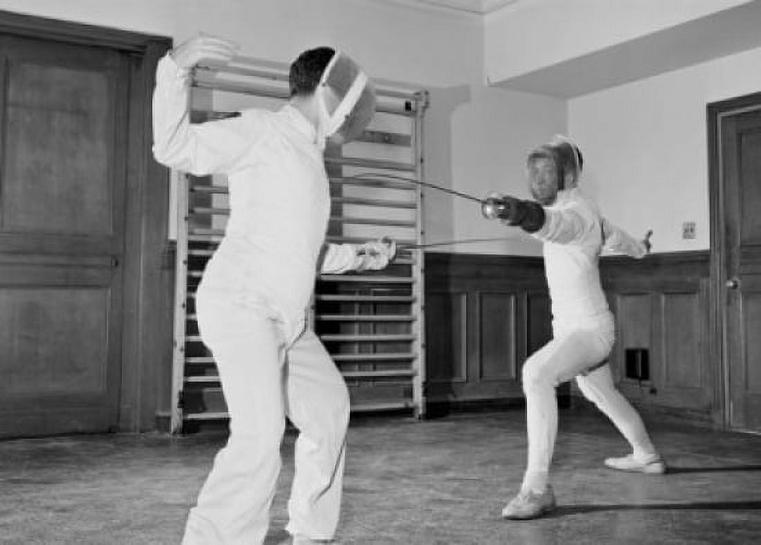 Two fencers fighting Canvas Art - (18 x 24)