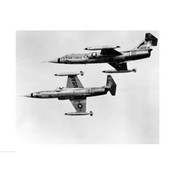 Two fighter planes in flight  F-104C Starfighter  Tactical Air Command  831st Air Division  George Air Force Base -24 x 18- Poster Print
