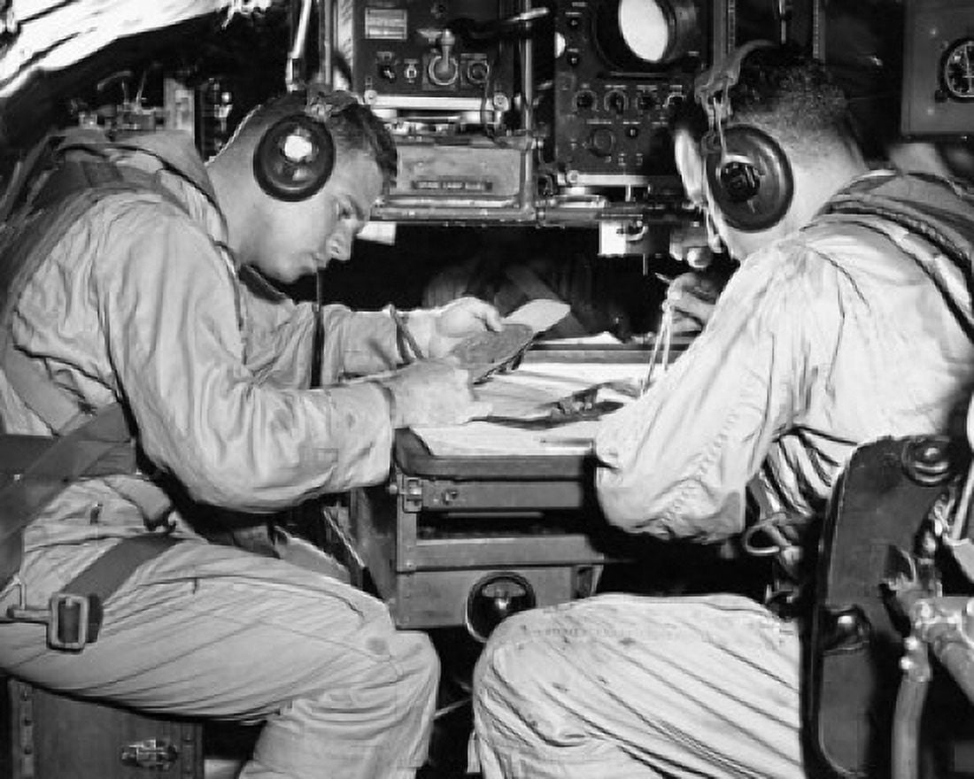 Two hurricane hunters in an airplane Canvas Art - (24 x 36)