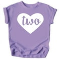 thumbnail image 1 of Two in Heart 2nd Birthday Girls Shirt for Toddler Girls Second Birthday Outfit Purple Shirt 3T, 1 of 2