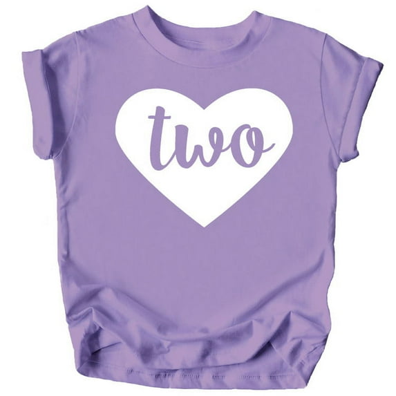 Two in Heart 2nd Birthday Girls Shirt for Toddler Girls Second Birthday Outfit Purple Shirt 3T