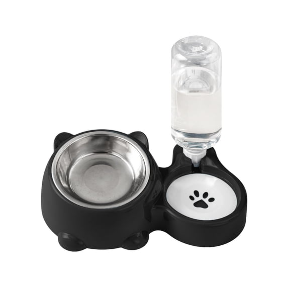 Two-in-One Automatic Pet Feeder and Water Dispenser Set, Pet Cat Dog Feeder and Water Dispenser for Small and Medium Pets Cats Dogs, Large Capacity and Washable, Black