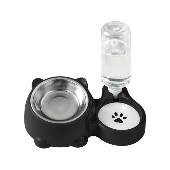 Two-in-One Automatic Pet Feeder and Water Dispenser Set, Pet Cat Dog Feeder and Water Dispenser for Small and Medium Pets Cats Dogs, Large Capacity and Washable, Black