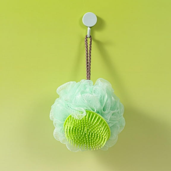 Two-in-One Bath Ball, Large Size Comb Scalp Massage Ball, Back Rub Bath Sponge, to Enhance Bathing Experience with Soft Non-Shedding Material and Convenient Grip Design(Green)