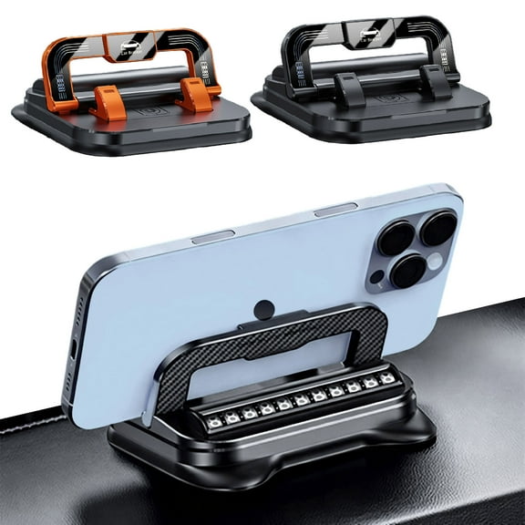 Two-in-One Car Phone Stand and Number Plate, Dashboard Navigation Holder with Strong Adhesive, Anti-Shake Design, Multifunctional for Secure and Hands-Free Driving