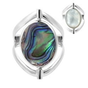 AERAVIDA Two in One Flip Abalone and White Shell Oval Sterling Silver Ring-9