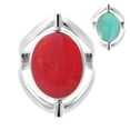 thumbnail image 1 of Two in One Flip Red Coral and Green Turquoise Oval Sterling Silver Ring-7, 1 of 6