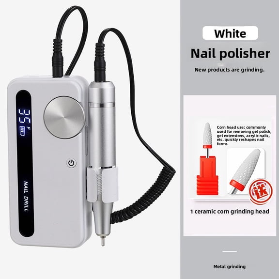 Two-in-One Nail Art Drill and Nail Care Set - Rechargeable electric nail file with a rotational speed of 30,000 revolutions per minute. Portable nail grinder with a USB charging port, suitable for ho
