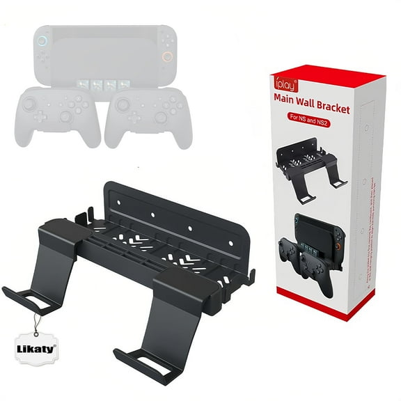 Two-in-one Wall Mount Handle Bracket for Nintendo Switch 2(2025), Shelf with Grip Storage Hanger for Nintendo Switch 2 Accessories,Iron+ABS