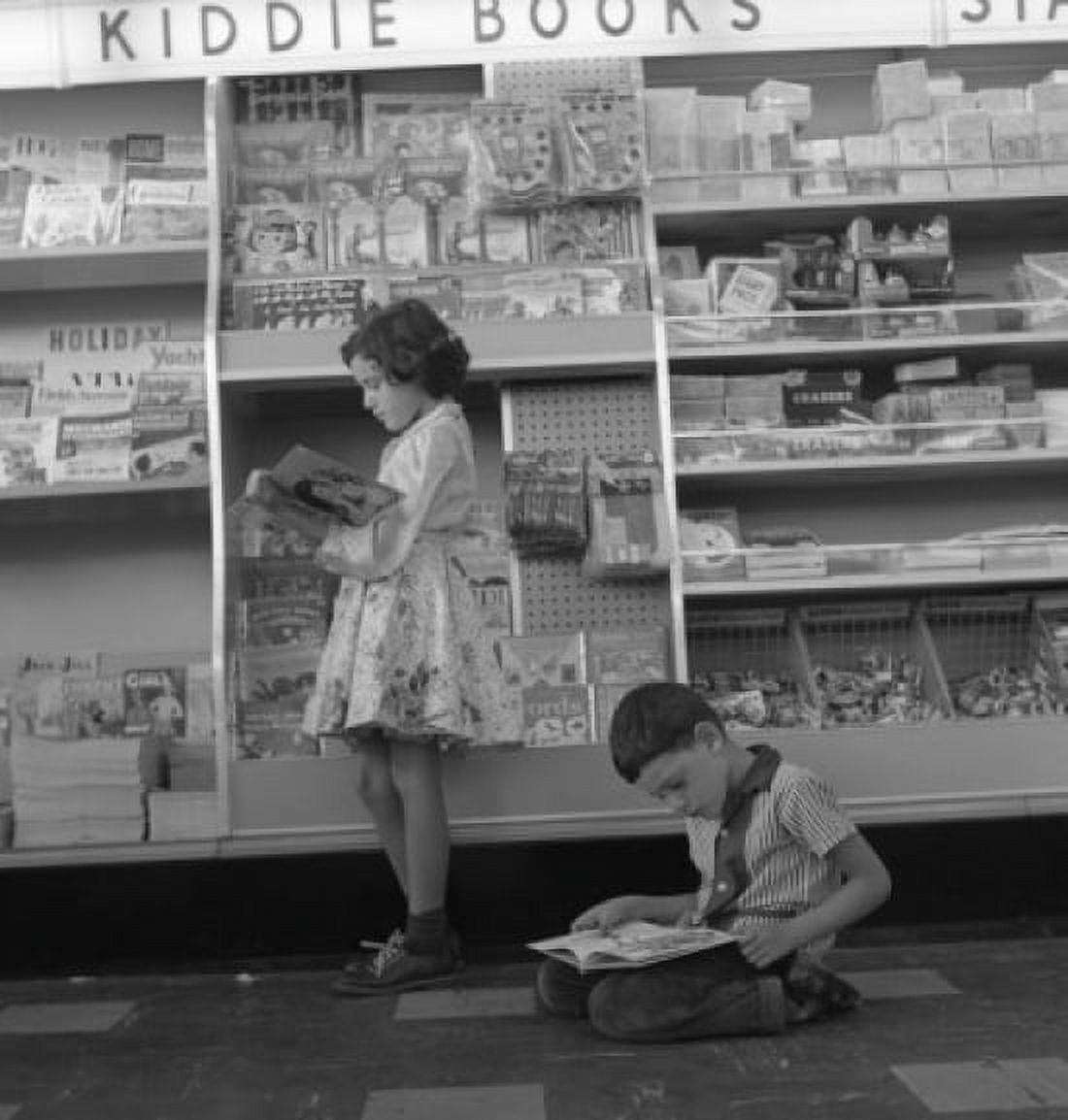 Two kids in kiosk Canvas Art -  (18 x 24)