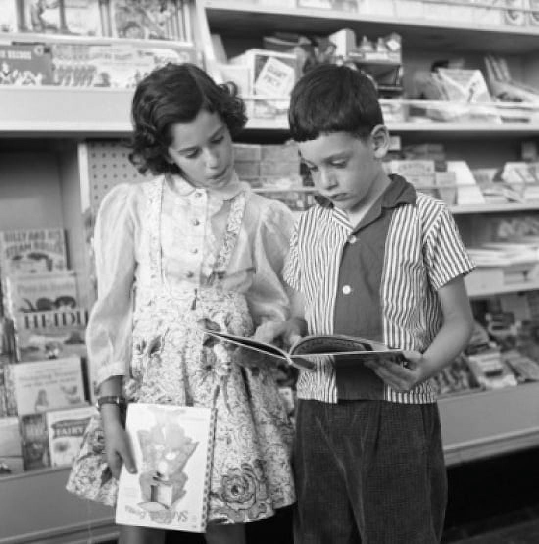 Two kids in kiosk Canvas Art - (18 x 24)