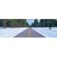 thumbnail image 1 of Two lane road in snow with Evergreen trees Poster Print (27 x 9), 1 of 1